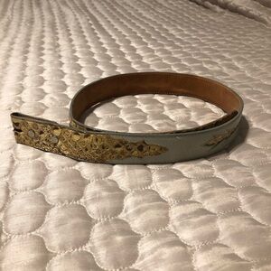 Vintage Tony Lama Snakeskin Inlay Leather Belt Made in USA Size 32